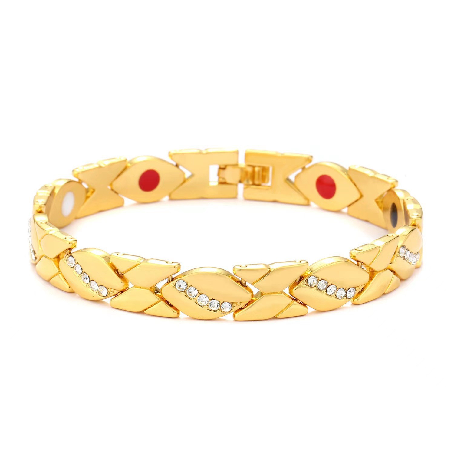 Pulsera magnética de hoja de diamante popular transfronteriza, pulsera de cobre rojo antiguo cepillado ajustable, joyería de mano para parejas