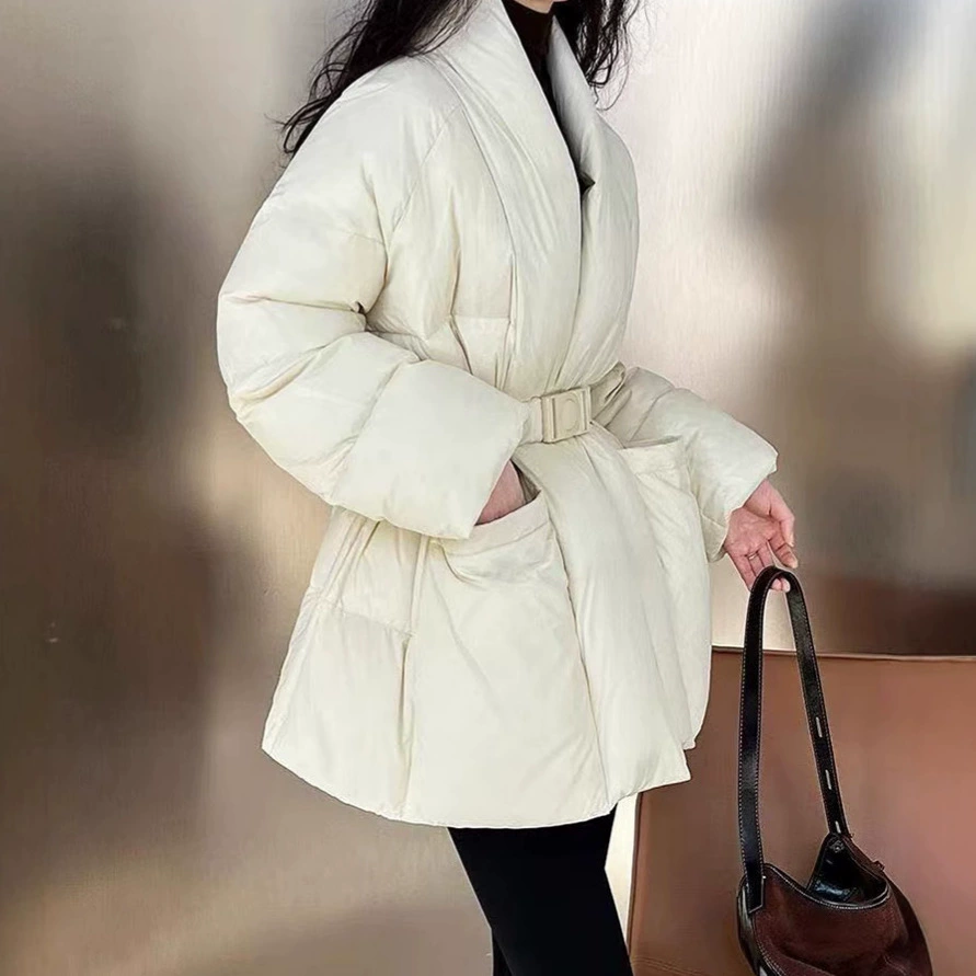 Короткий пуховик женский премиум 2024 новый зимний женский корейский стиль свободный пуховик из утиного пуха