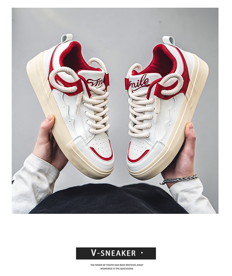 Heiße weiße Schuhe für Herren, sportlich, lässig, Skateboard, dicke Sohlen, Jungen, Nischendesign, trendig_voghion.com