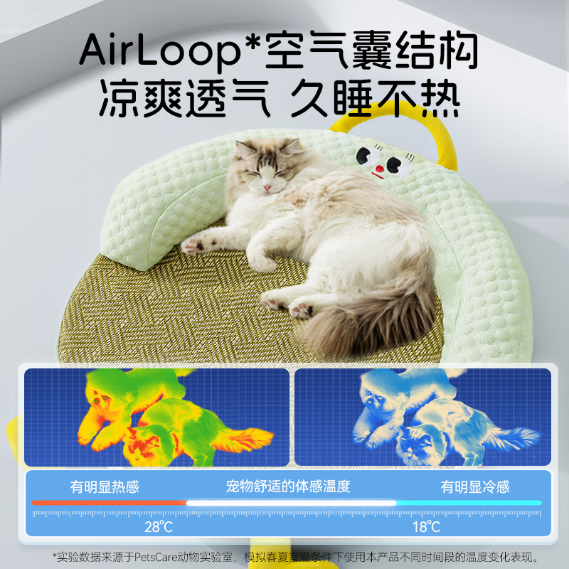 Gatos primavera y verano, ojos grandes redondos, lindas esteras de ratán, mantas frescas y refrescantes, perreras, productos para mascotas