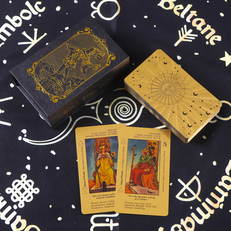 跨境彩印烫金塔罗牌78张全套tarotPVC塑料防水桌游卡牌现货批发|undefined