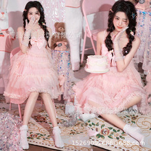 影楼新款粉色少女公主写真服装韩系画报生日主题艺术照摄影连衣裙