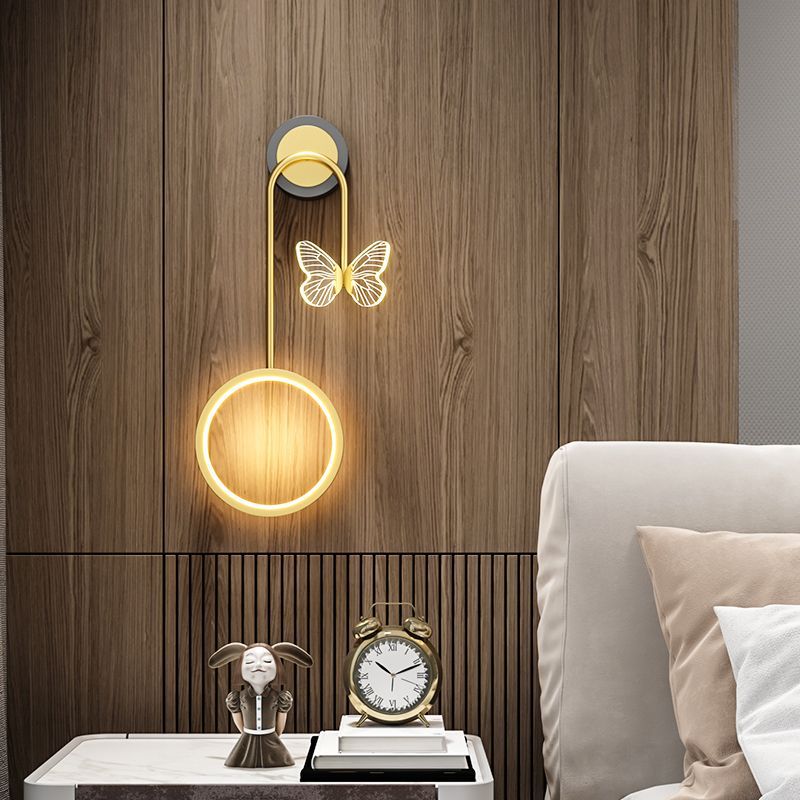 Wall Lamp Bedroom Bedside Lamp Modern Minimalist Indoor Living Room Background Wall Creative Light Luxury Internet Celebrity Magic Bean Butterfly