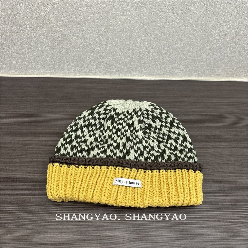 多巴胺撞色毛线帽潮男女街头保暖洋气毛线帽子时尚百搭针织帽冷帽|undefined
