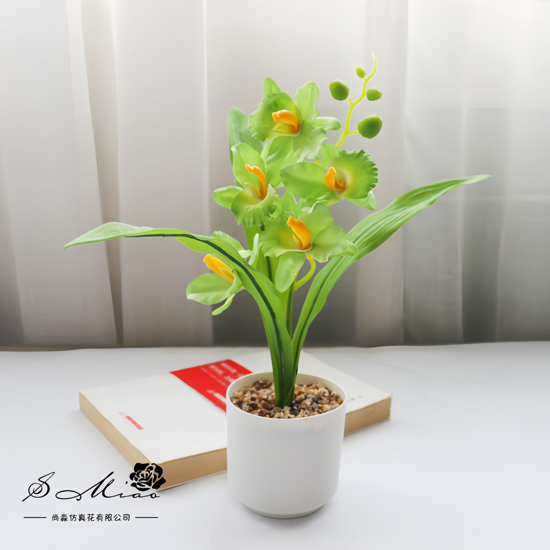 Flores falsas estilo pastoral Xiaozhen orchid bonsai flor de simulación de moda decoración creativa plantación verde artificial simulación maceta image 9
