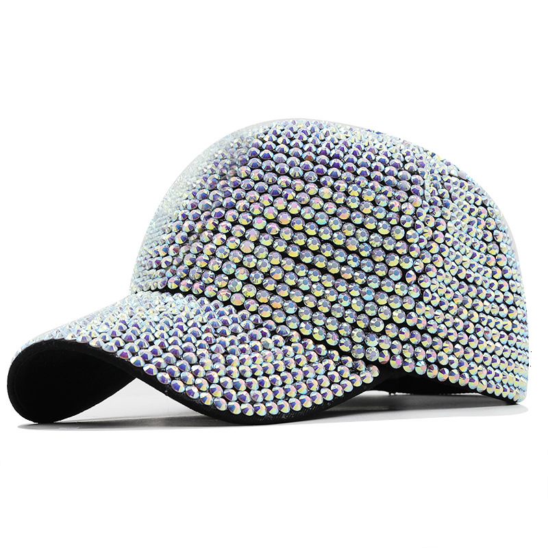Colorful Rhinestone Baseball Cap Adjustable Fashionable Sun Hat_voghion.com