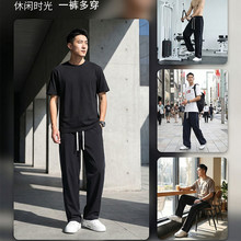 大码冰丝裤男夏季加肥加大透气速干男士休闲裤宽松休闲冰爽男裤潮