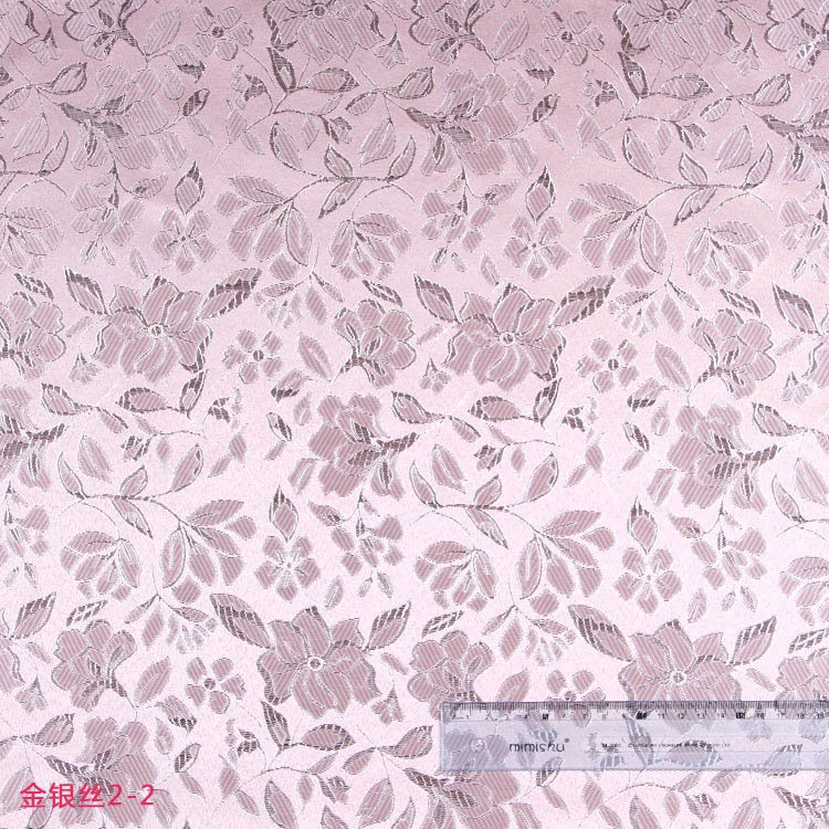 拿样酒店酒席喜庆温馨粉红色装饰提花布餐垫用料涤纶金丝银丝布料