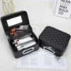 With diamond pattern, black