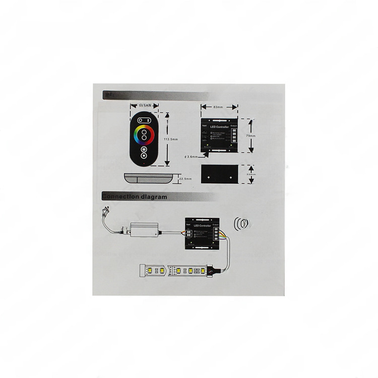 Wireless touch LED controller, light strip, rectangular lamp, remote control 4