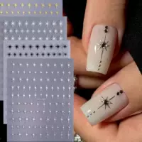 Net Red Mengxing наклейки для ногтей ins ветер горячее серебро восемь звезд черно-белые звезды трансграничные горячие продажи наклейки для ногтей