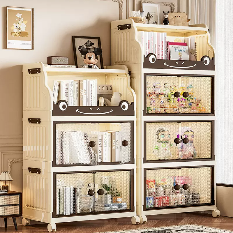 书架简约多层落地可移动整理置物架儿童房装饰玩具书籍收纳架书柜