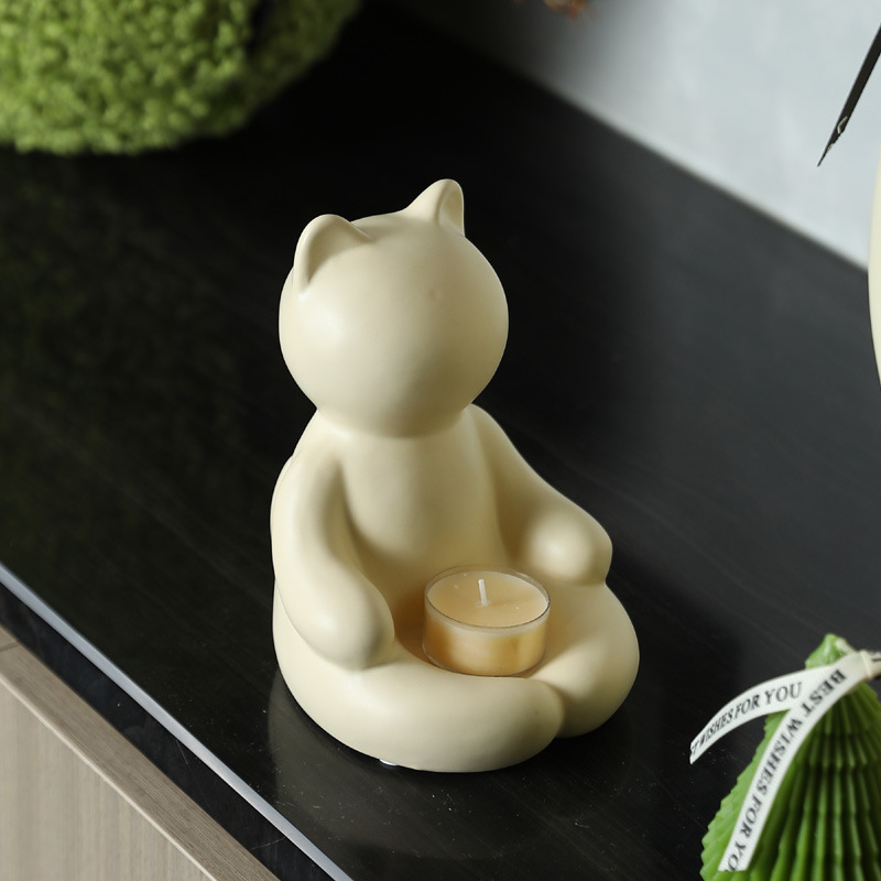 Creative ins lindo cerámico gato candelabro decoración moderna sala de estar minimalista entrada mesa de comedor decoración suave al por mayor