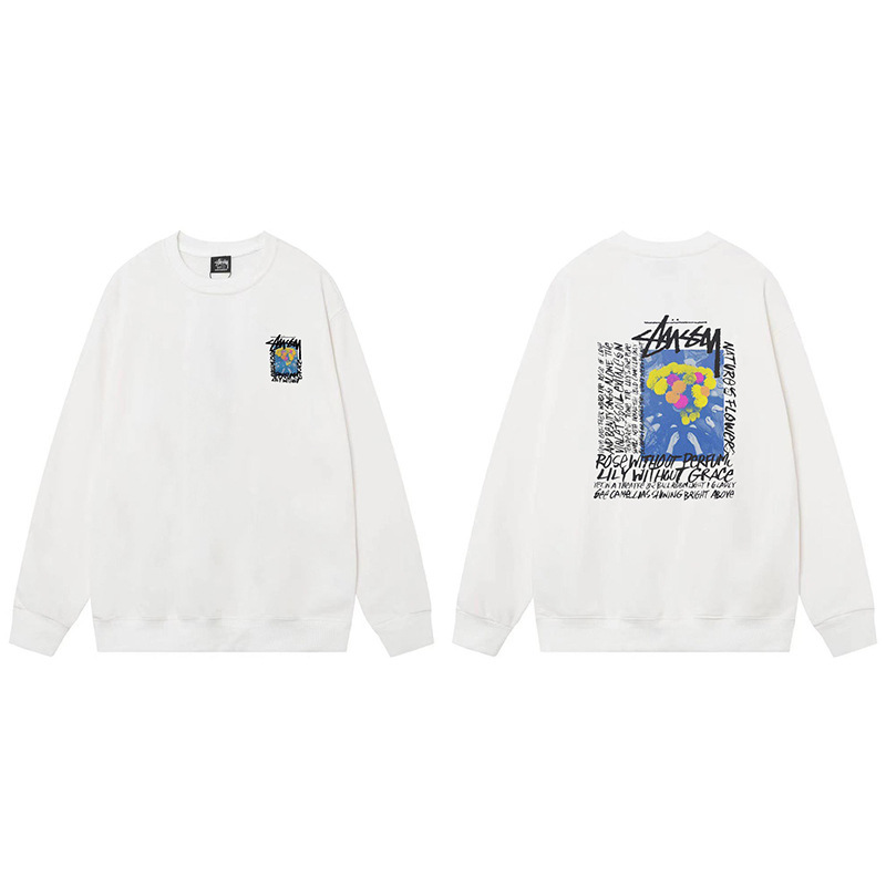 Stussy 斯图西秋冬美式卫衣男女经典字母印花黑8骰子长袖圆领外套|undefined