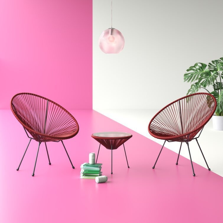 Tres piezas de muebles al aire libre silla de patio balcón silla de huevo silla de huevo silla de caña image 14