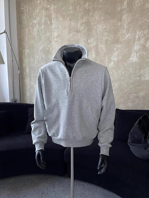 美式半拉链立领卫衣男春秋季潮牌重磅宽松休闲百搭小众设计感外套|undefined