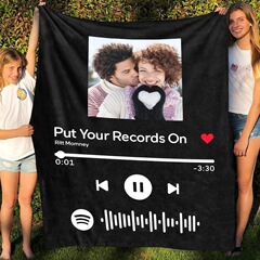Spotify code music音楽コードdiy写真フランネル毛布カップル祭りプレゼントブランケット