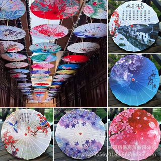 厂家批发古典风装饰绸布油纸伞防水防晒舞蹈走秀室内吊顶景区布景