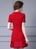 Zhili Red Flip Collar Dress 2024 New Exquisite and Elegant Elegance， Ruffled Edge， Small A-line Skirt， Summer