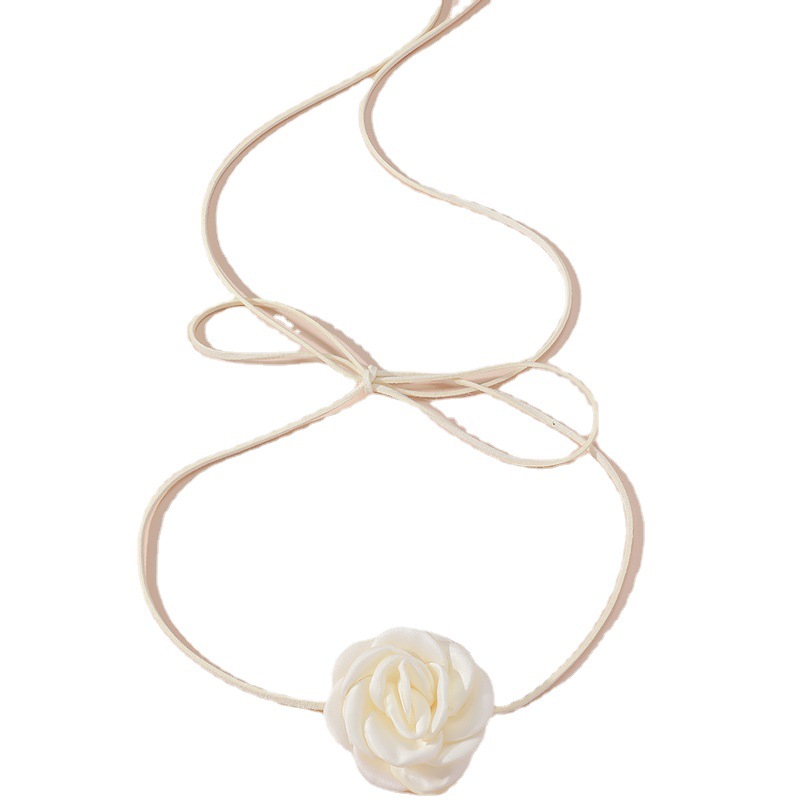 Negro beige vino rojo blanco Corea del Sur flor encaje-up gargantilla collar vintage corte sexy neckband cintura decoración