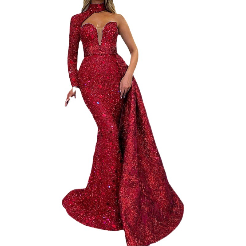Vestido de Noche para Mujer, Estilo Otoño 2025, Nuevo Estilo Elegante para Banquete, Actuación, Presentadora, Vestido Largo con Cola de Pez, Estilizador image 1