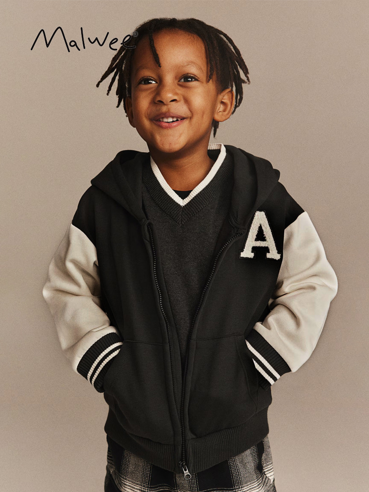 Malwee transfronterizo chaqueta de niño nuevo tipo de camisa encapuchada casual otoño invierno Europa y Estados Unidos cremallera de niños y medianos chaqueta de otoño