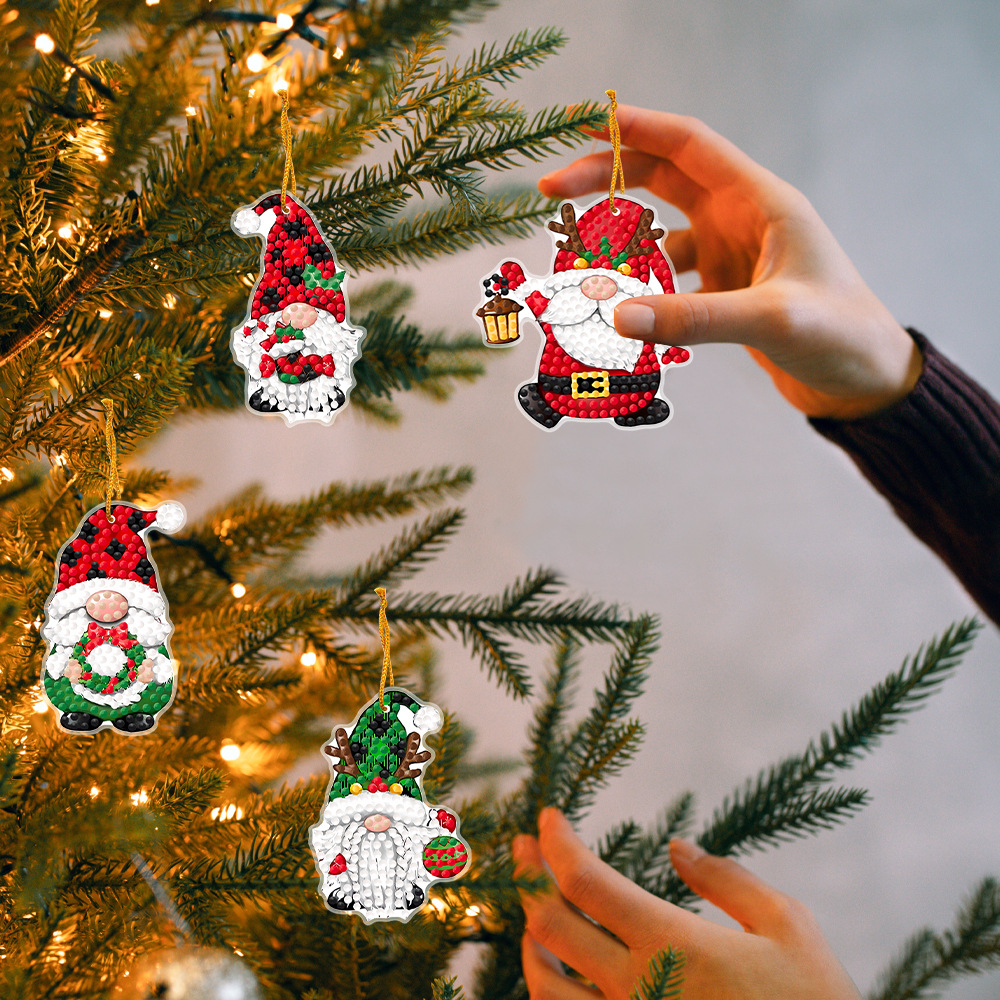 Diamante transfronterizo dibujos animados hechos a mano DIY Navidad colgar adornos de pared perforación decoración pintura de diamante fábrica directa