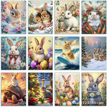 兔子-新款动物钻石画 圆钻diy客厅卧室装饰画跨境专供厂家直销