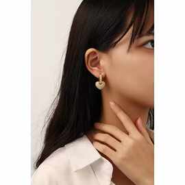 轻奢复古满镶珍珠爱心耳环韩系高级感精致小众耳饰女批发高级感