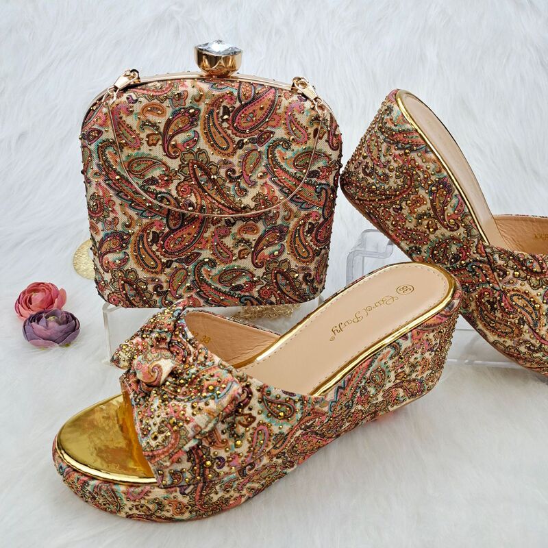 European and American Women's Banquet Shoe and Bag Set, Wedge Shoes Paired with Matching Bags, Exclusive Wedding High Heels European and American Women's Banquet Shoe and Bag Set, Wedge Shoes Paired with Matching Bags, Exclusive Wedding High Heels