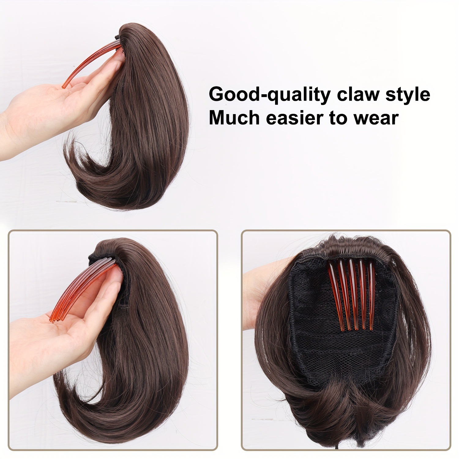 8 pulgadas peluca cola de caballo corta agarrar tipo clip de fijación interna micro-roll cola de caballo flua simulación cola de caballo