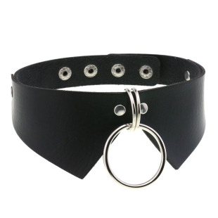 European and American Personality Exaggerated Pu Leather Bondage Collar Bow Tie Ring Collar Street Shooting Nightclub Sexy Necklace Neck Chain