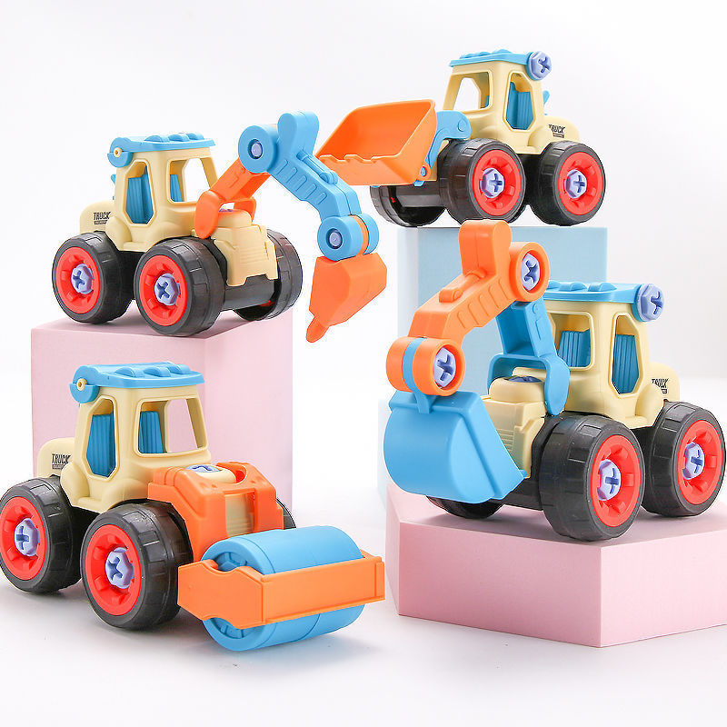 工程車兒童拼裝耐摔可拆卸組裝挖掘機擰螺絲親子互動玩具男孩代發