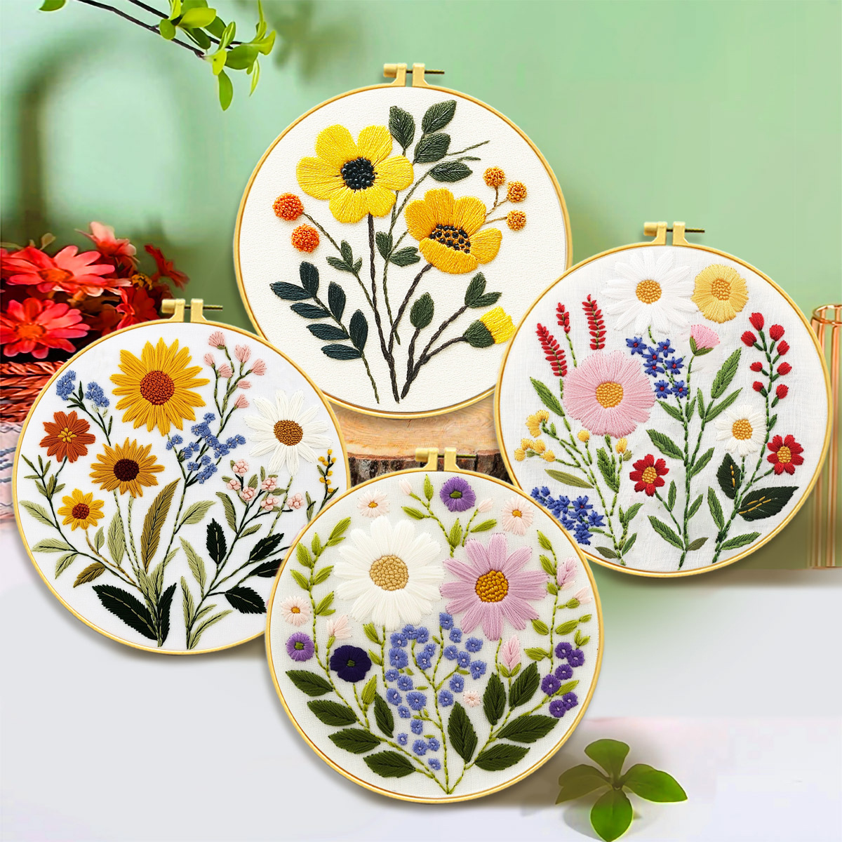 Nuevo producto bordado DIY material paquete floral serie principiante conjunto de bordado transfronterizo Amazon nivel de entrada al por mayor