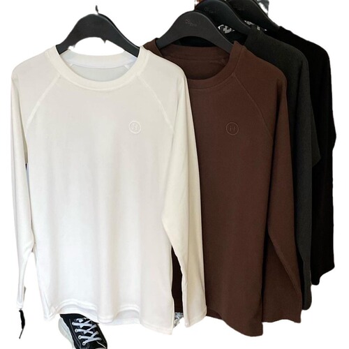 Autumn/Winter New Dongdaemun 4.0 Boyfriend Shirt, Soft Fleece Comfortable Fitting Versatile Layering Top, Round Neck Long Base Shirt