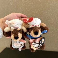 かわいい手は料理人のセットのソーセージの子犬のぬいぐるみの公の子のカバンのペンダントのキーホルダーの車を掛けて彼女にプレゼントします。