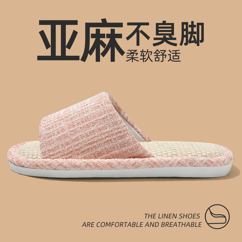 Linen slippers home female summer wholesale couple home home cotton linen cool breathable slippers indoor four seasons spring and autumn men