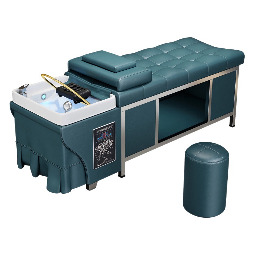 Cama de acero inoxidable de alta gama, cama de lavado de cabello especial para peluquería, cama de circulación de agua tailandesa