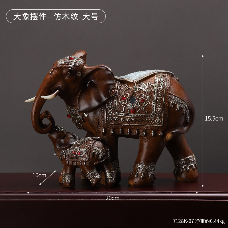 7128K-07 Imitación de madera madre e hijo elefante-grande
