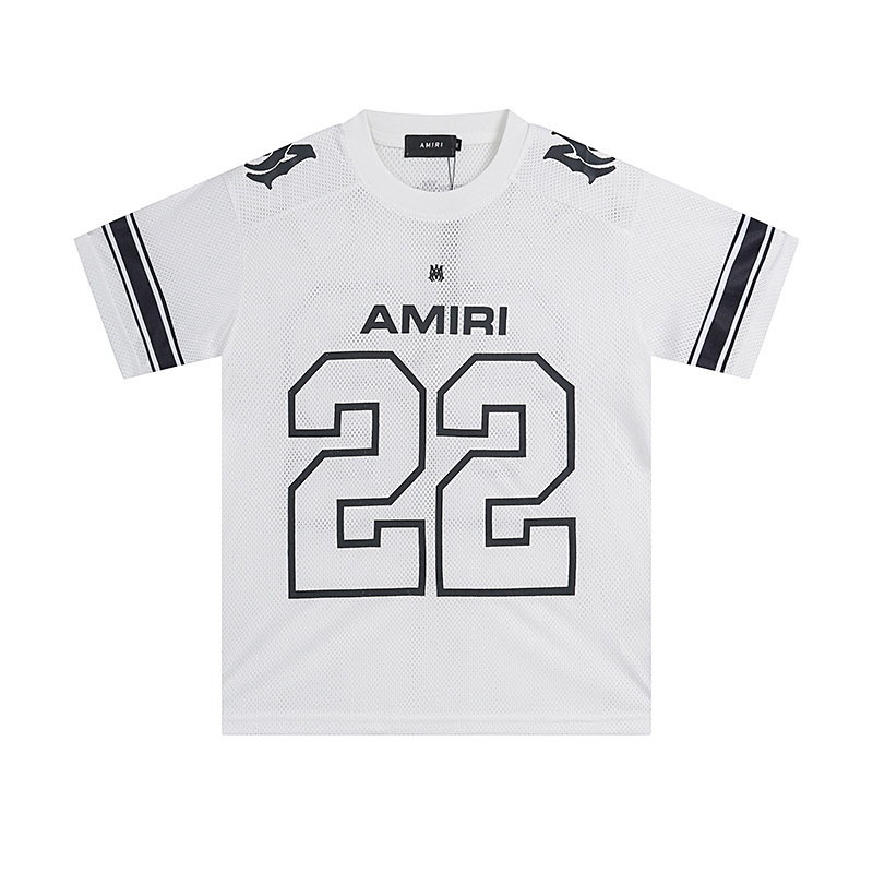 24sクロスボーダー欧米潮牌amri微標22メッシュ通気半袖tシャツ男女高街運動半ズボンセット|undefined
