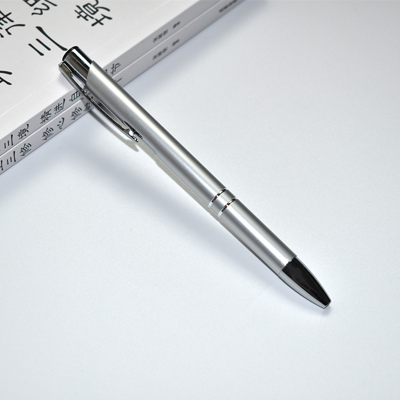Bolígrafo de metal Varilla de aluminio Bolígrafo de prensa azul negro Logotipo grabado láser Bolígrafo de regalo publicitario