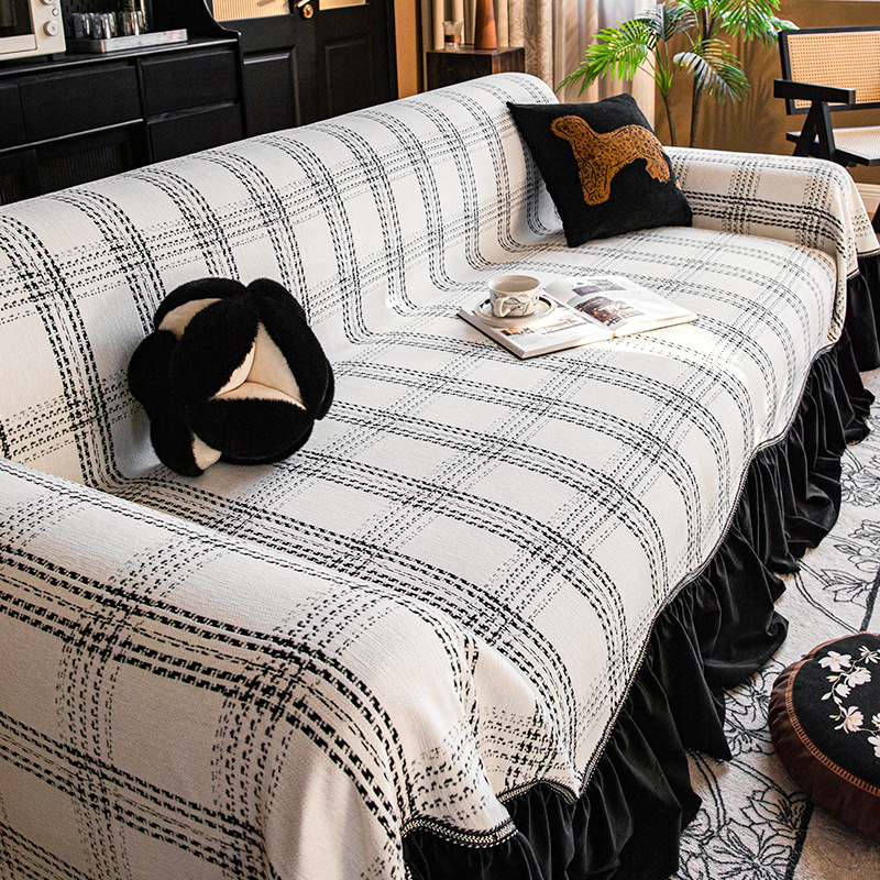 Sofá de falda francesa cuatro estaciones generales 2025 nuevo una cubierta completa de alta calidad sofá toalla cojín de verano
