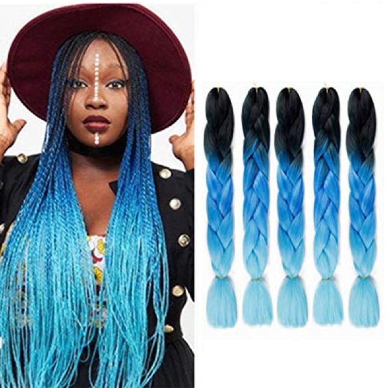 Gran trenza color peluca africana jumbo braid hair gradiente de fibra química trenza de seda de alta temperatura sucia