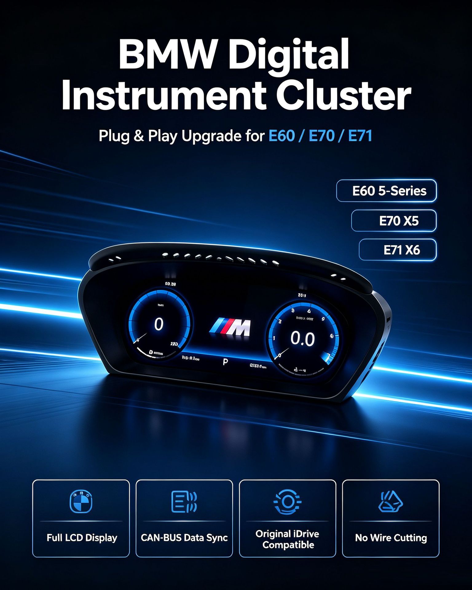 Suitable for Bmw E60/E70/E71, Old Bmw 5 Series, X5, X6, Modified and Upgraded Full Lcd Instrument Panel Virtual Cockpit