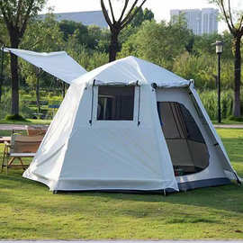 户外露营帐篷家庭出游野餐铝杆涂银蒙古包帐篷全自动速开六角帐篷