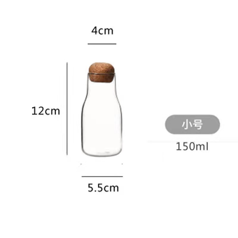 透明な保存瓶 家庭用コーヒー瓶 キッチン収納瓶 キャンディー瓶 茶葉瓶 コルク栓付きガラス瓶 密閉|undefined