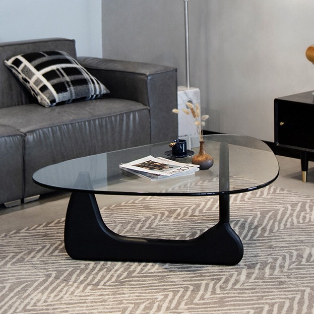 Designer Coffee Table, Isamu Noguchi Coffee Table, Light Luxury High-End Feel, Living Room Glass Coffee Table, Solid Wood Home Sofa Side Table