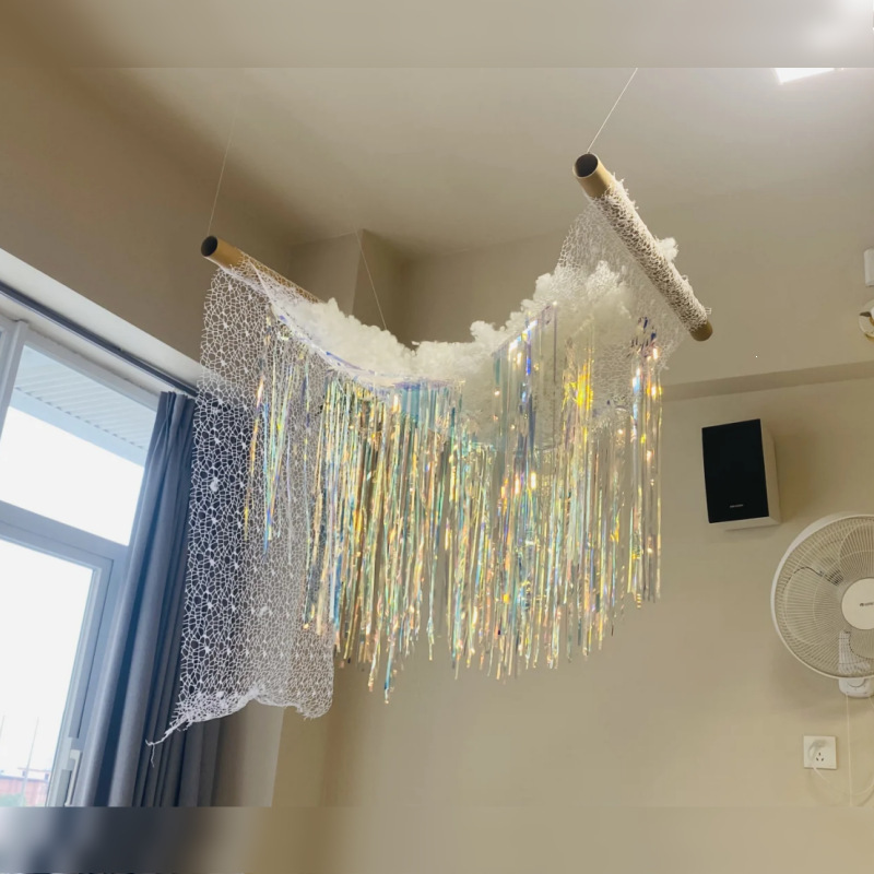 Kindergarten Classroom Environment Decoration Creative DIY Cloud Hanging Decorations Colorful Laser Crystal Hanging Curtains Kindergarten Classroom Environment Decoration Creative DIY Cloud Hanging Decorations Colorful Laser Crystal Hanging Curtains