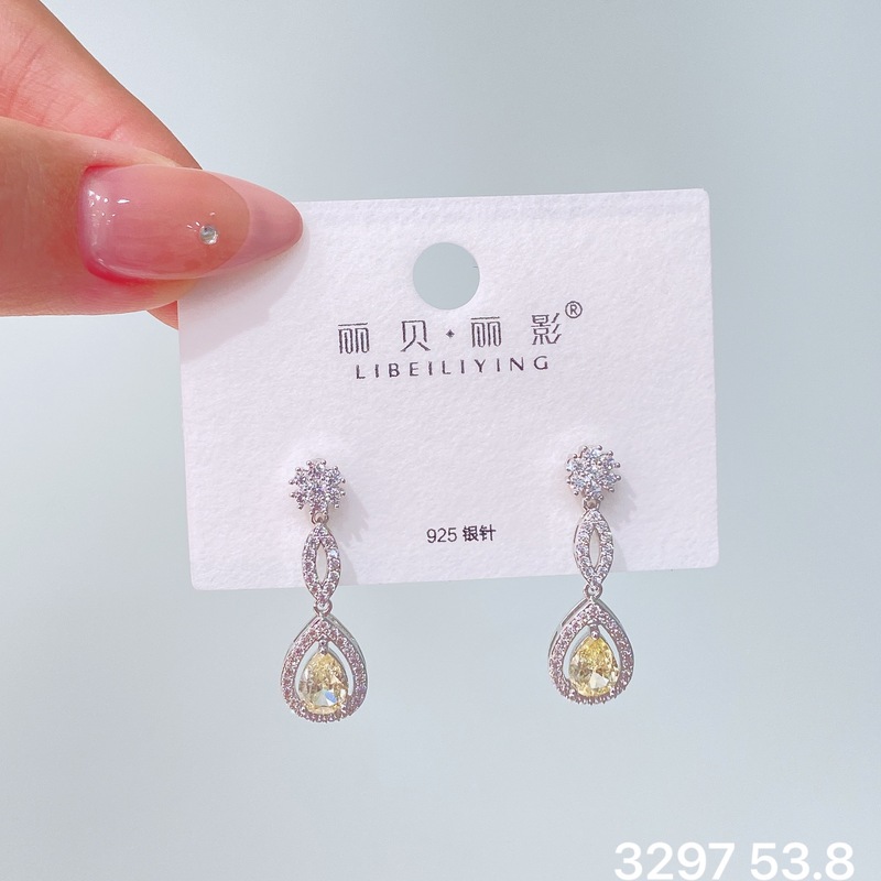 丽银丽贝丽影新款欧美时尚超闪锆石耳钉气质名媛风高级感轻奢耳饰|undefined