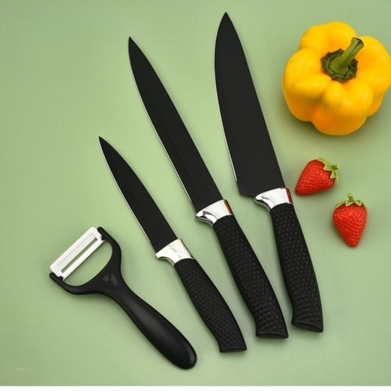 Suministro de stock nuevo cuchillo de cocinero de cuatro piezas cuchillo de acero inoxidable cuchillo de corte de carne de corte de verduras afiladas